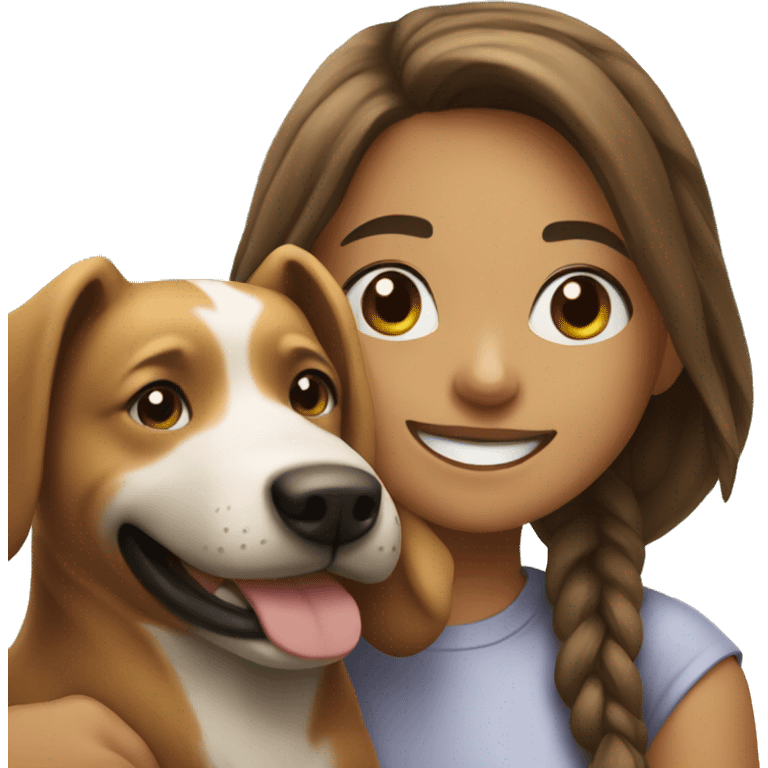 girl smiling with dog outdoors emoji