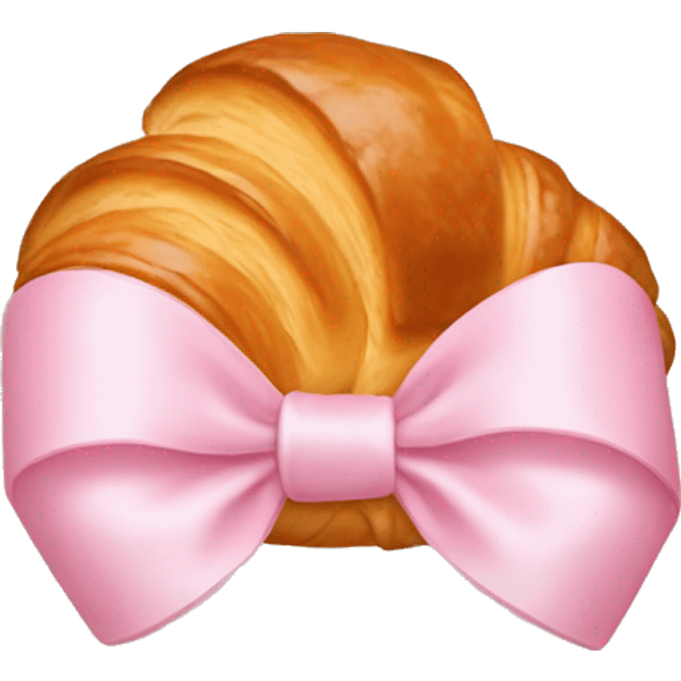 Croissant with light pink bow emoji