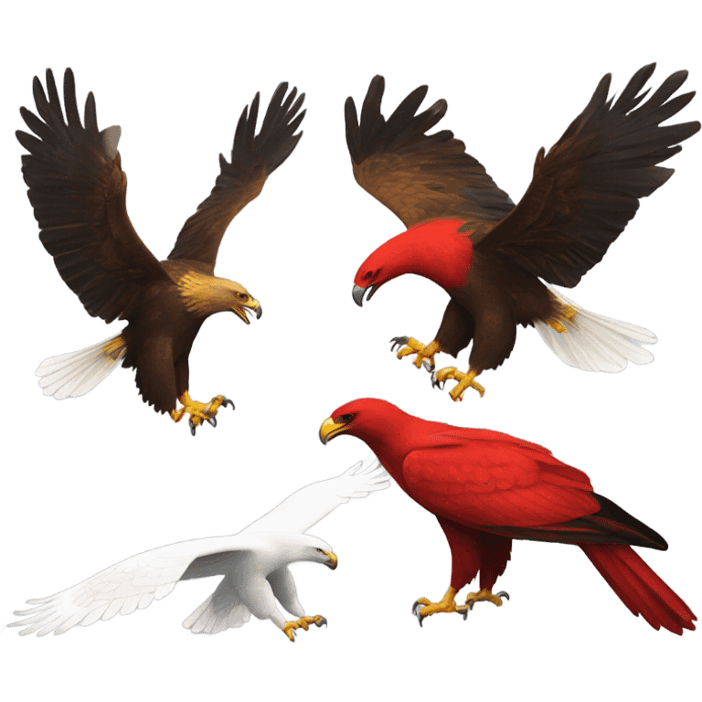 Golden eagle battling a red cardinal emoji