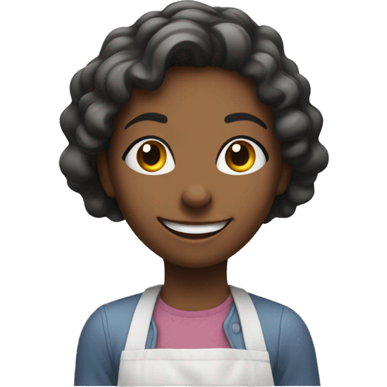 smiling girl in kitchen emoji