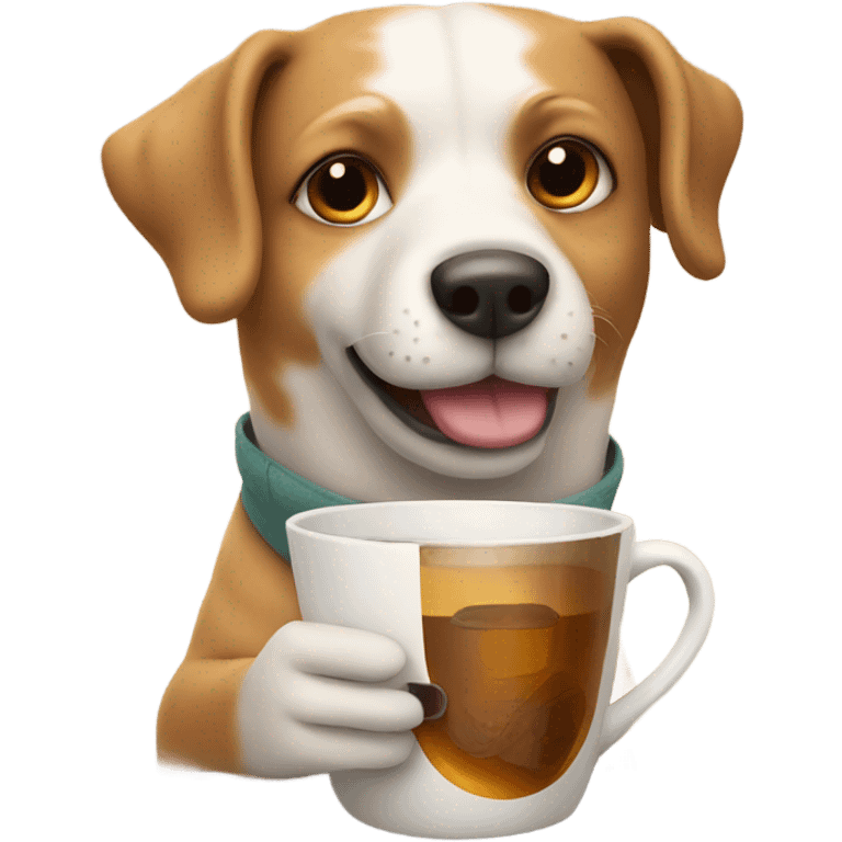 Dog holding a cup of tea  emoji