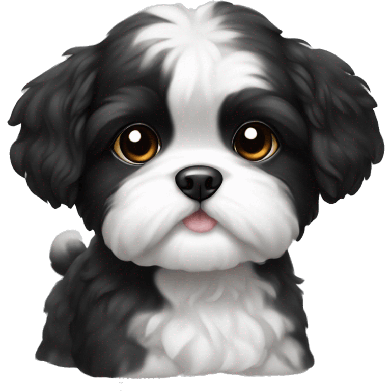 Black and white shih-zu puppy emoji