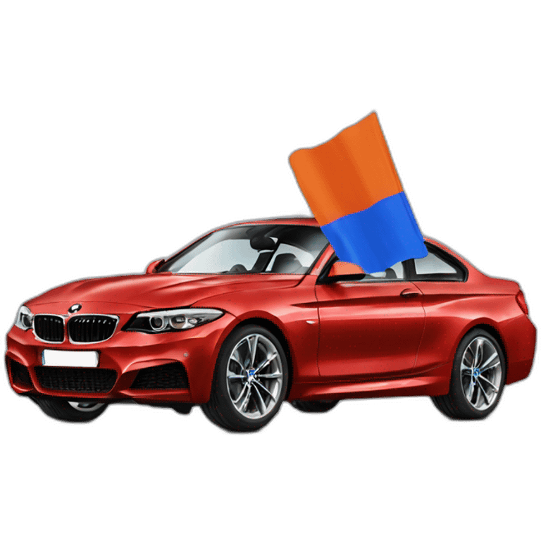 BMW Car holding Armenian flag(horizontal red blue orange) emoji