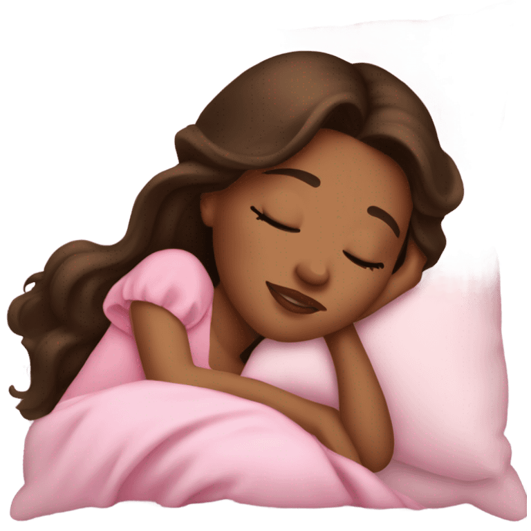 sleeping beauty brunette brown girl with a silk pillow emoji