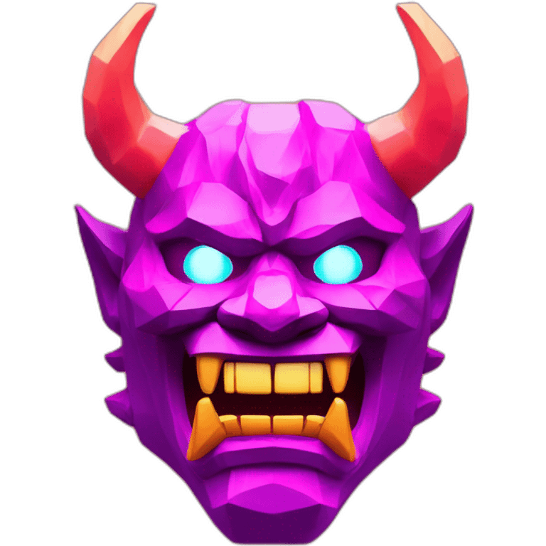 ONI MASK magenta color eyes glowing neon japanese style low poly 3d emoji