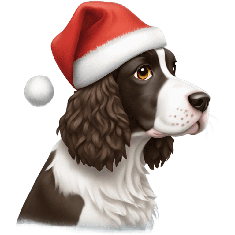 Springer spaniel with santa hat emoji