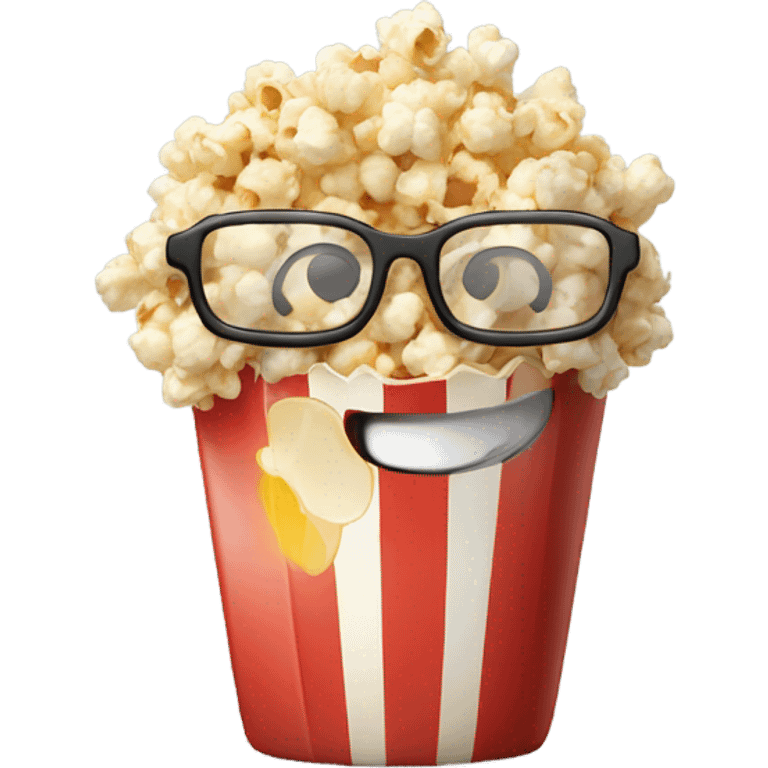 One piece of popcorn with glasses smiling  emoji