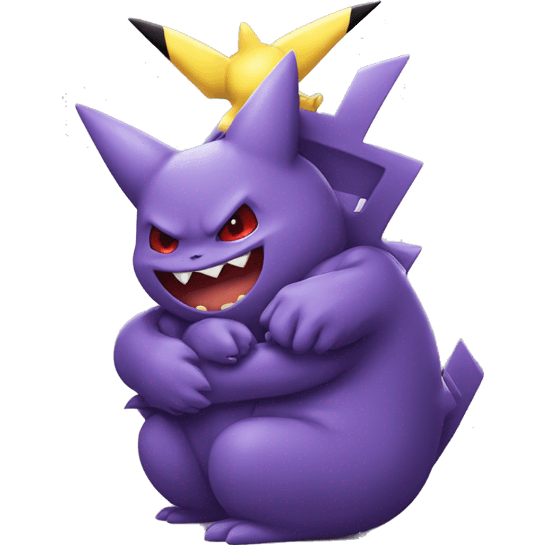 Gengar and Pikachu pokémon hugging emoji