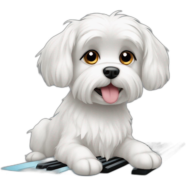 maltese dog with paws on keyboard emoji