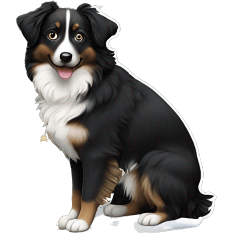 Small black australian shepherd dog Christmas tree emoji