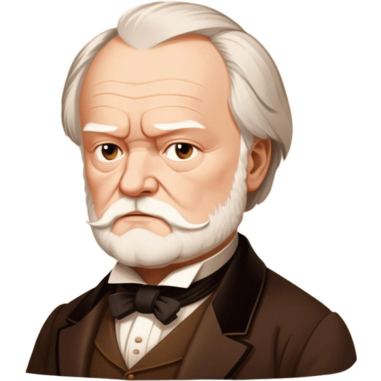 Cinematic Realistic portrait of Victor Hugo, shown as an iconic writer with intense, thoughtful eyes and richly detailed 19th‑century attire, rendered in warm, literary lighting that captures his creative spirit emoji