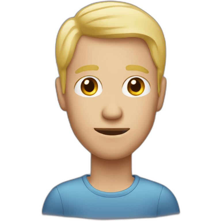 man with receding blonde hair holding iphone emoji