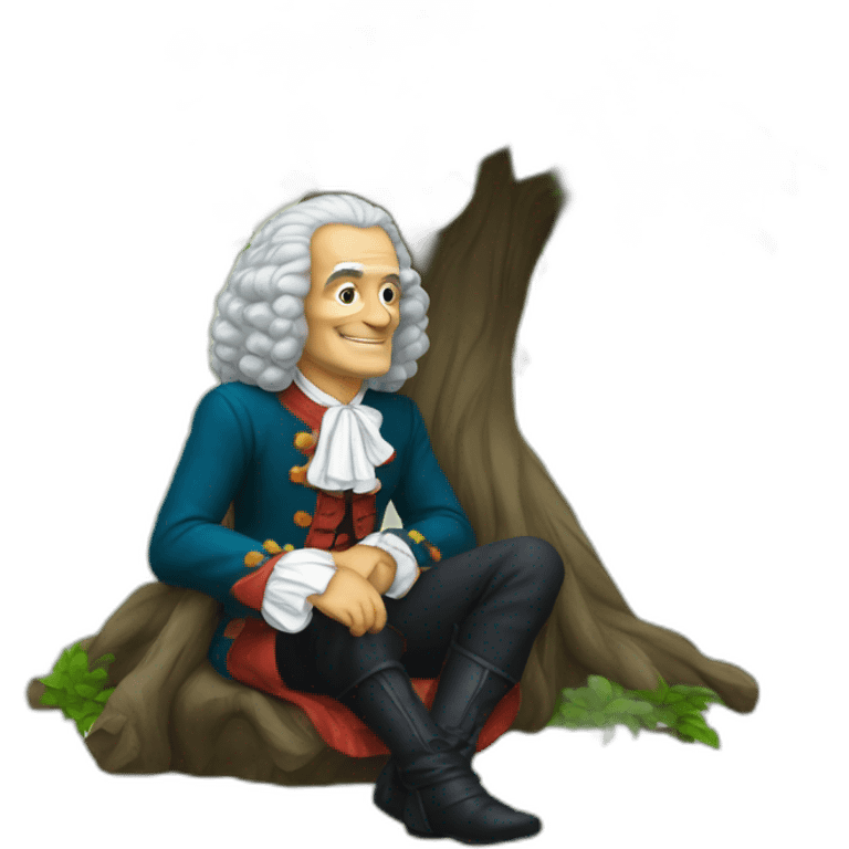 Voltaire sitting under a tree emoji