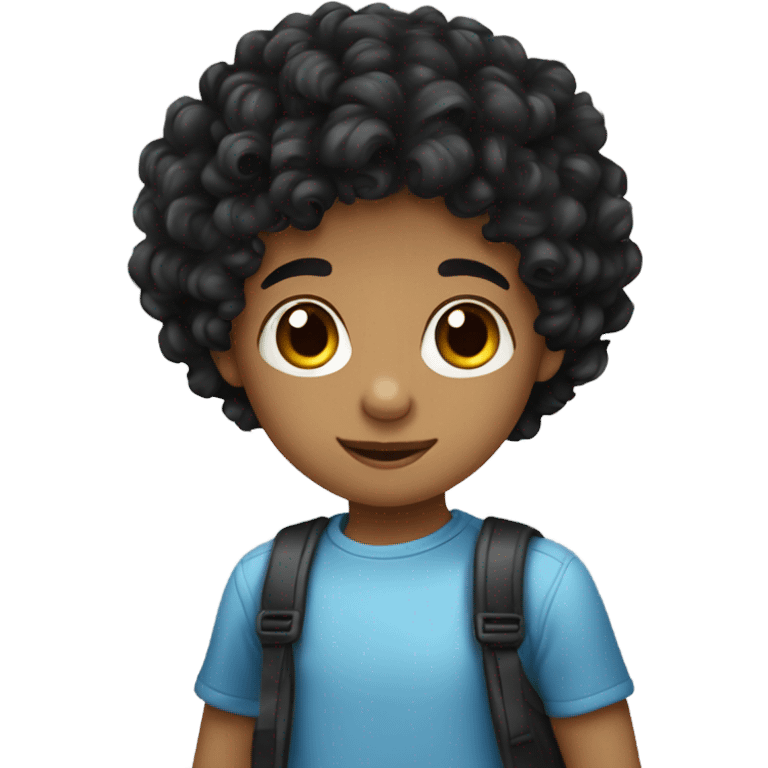 Little boy with black curly hair white  emoji