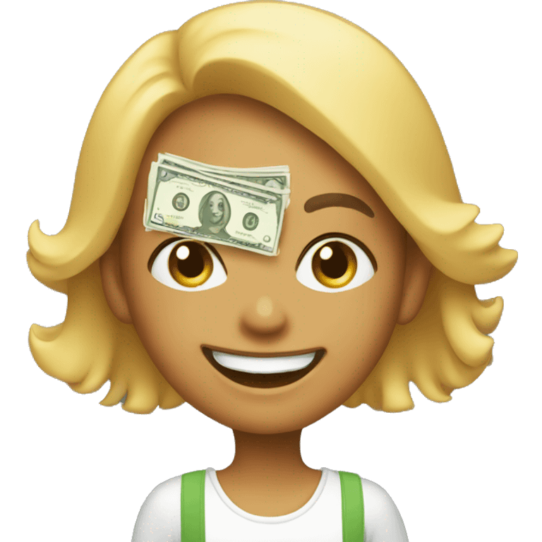 Happy girl with money emoji