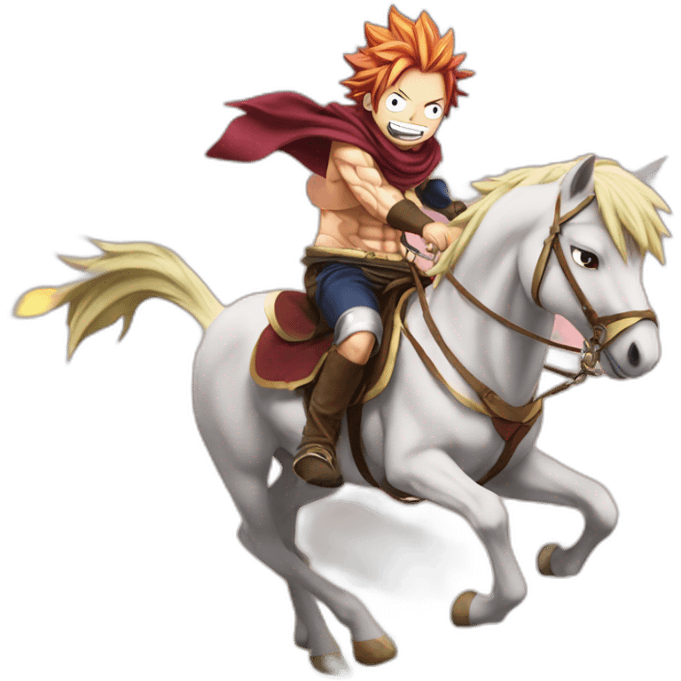 natsu from fairy tail anime riding a horse emoji