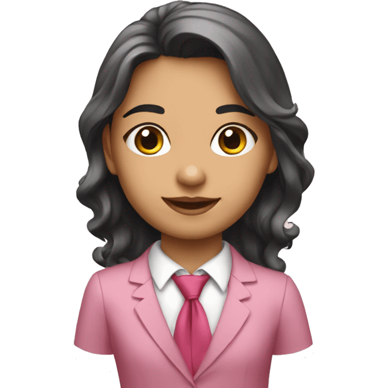 Niña con corbata rosa emoji