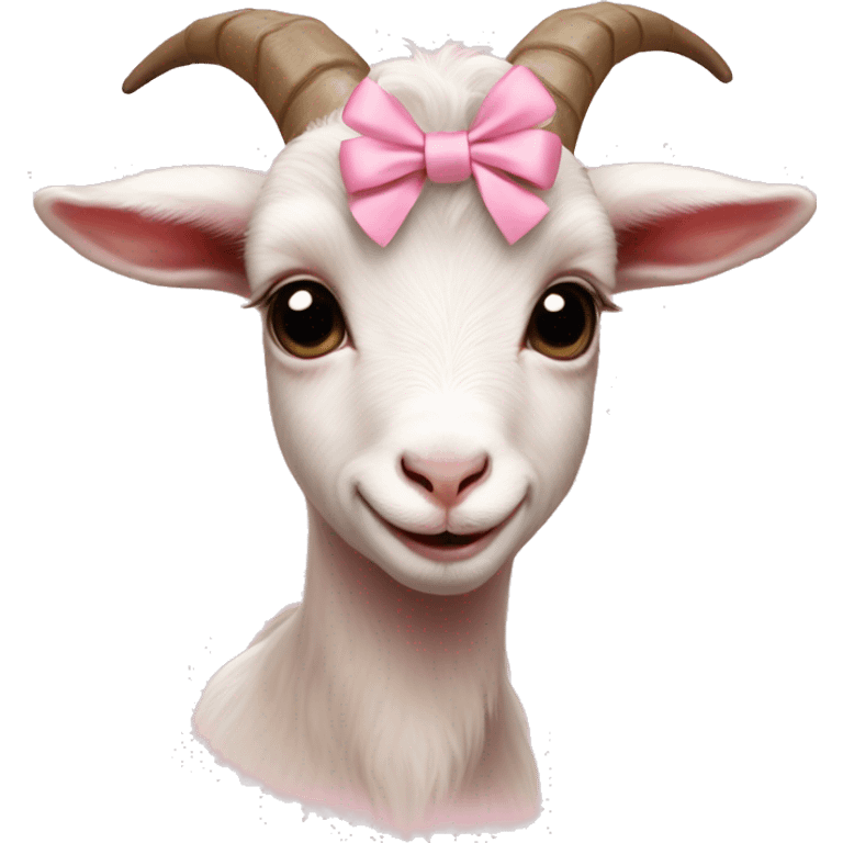 pastel pink baby goat with bow realistic emoji