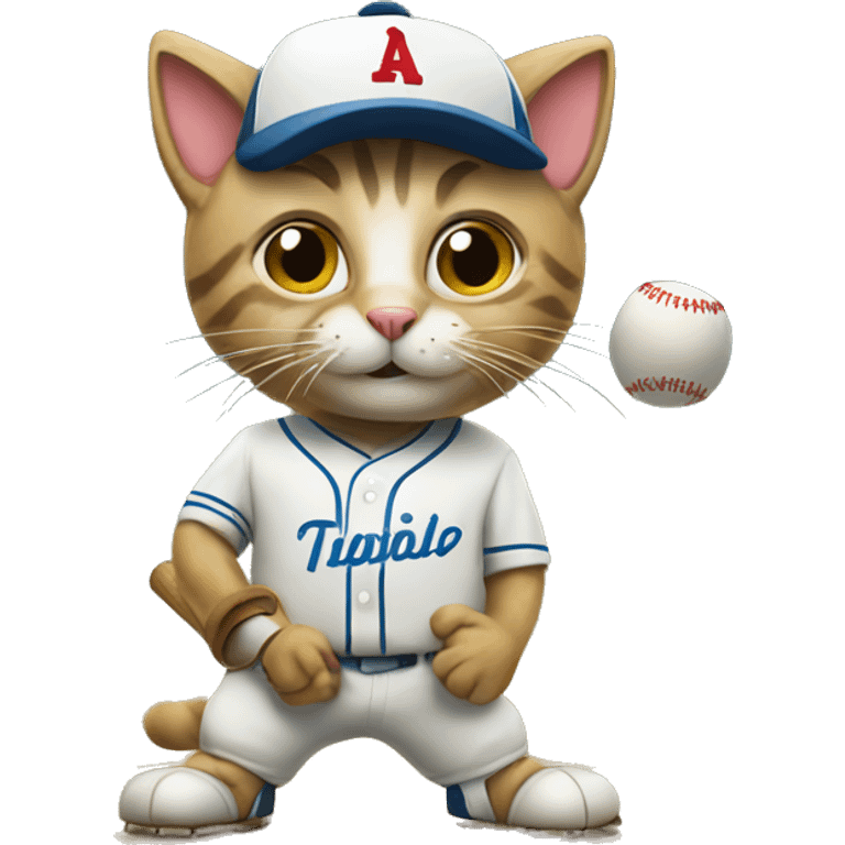 cat playing baseball emoji