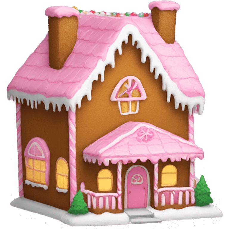 A pink gingerbread house emoji