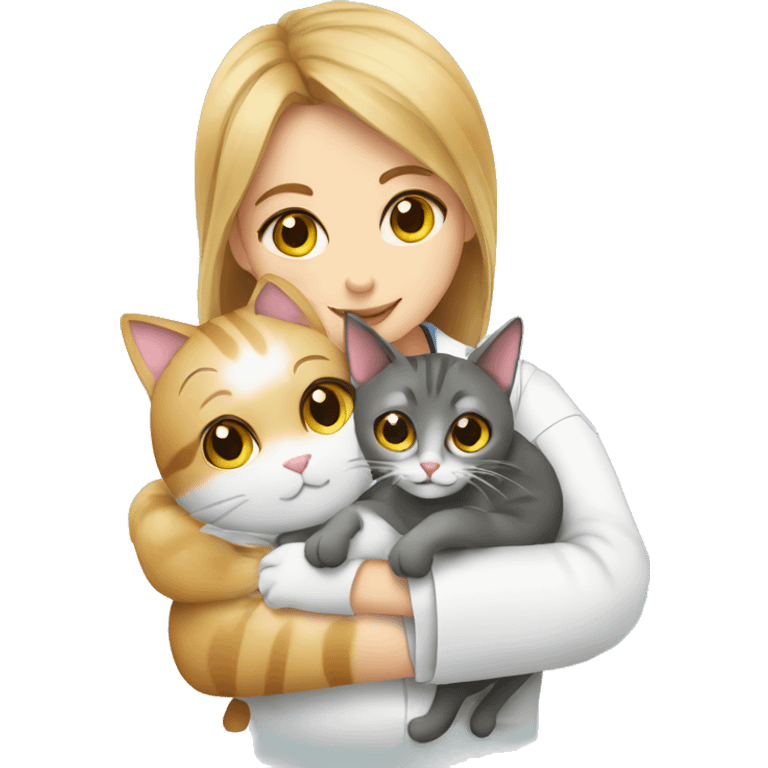 cat cuddles veterinarian girl emoji