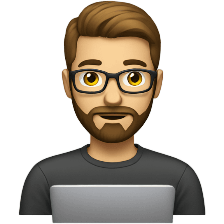 WEB DEVELOPER WORKING ON HIS LAPTOP add beard  emoji