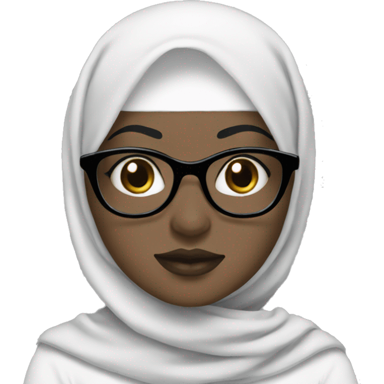 hijab with white skin with pink lips with glasses with black eyes with black eyebrow emoji