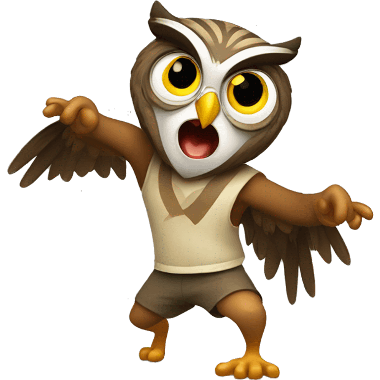 "Owl playing capoeira." emoji