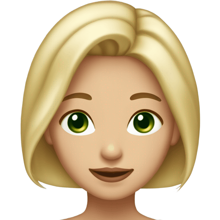 Pretty woman, Blonde highlights hair, smaller shaped green color eyes, rosy cheeks and lips emoji