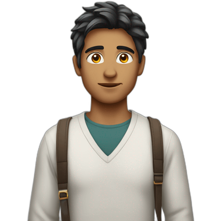 indian student with white face and harry potter hairs emoji