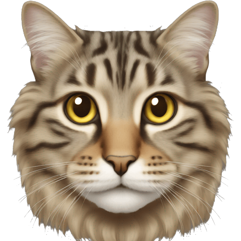 Long haired tabby cat face emoji