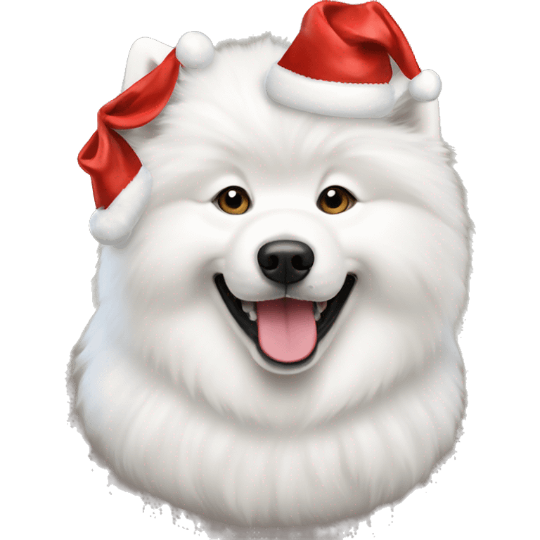 Samoyed with Christmas bow emoji