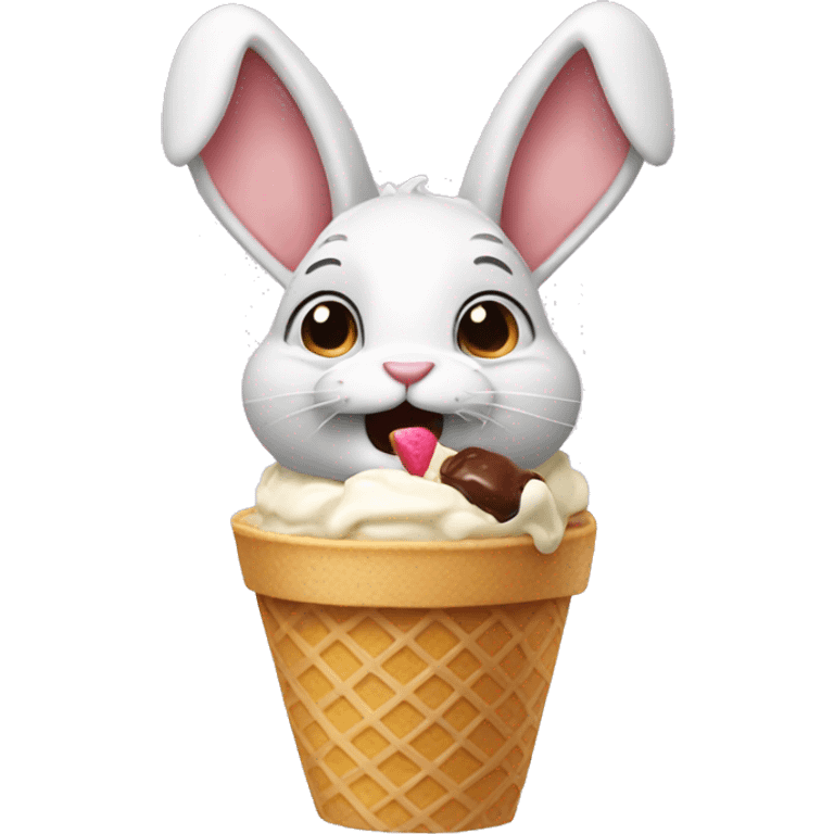 Rabbit eating ice cream emoji