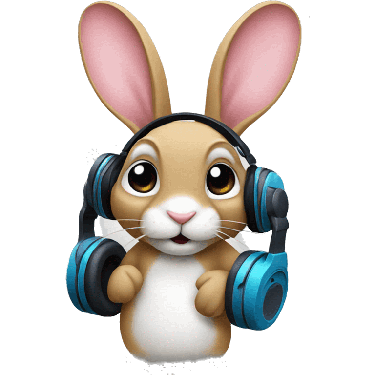 rabbit listening music emoji