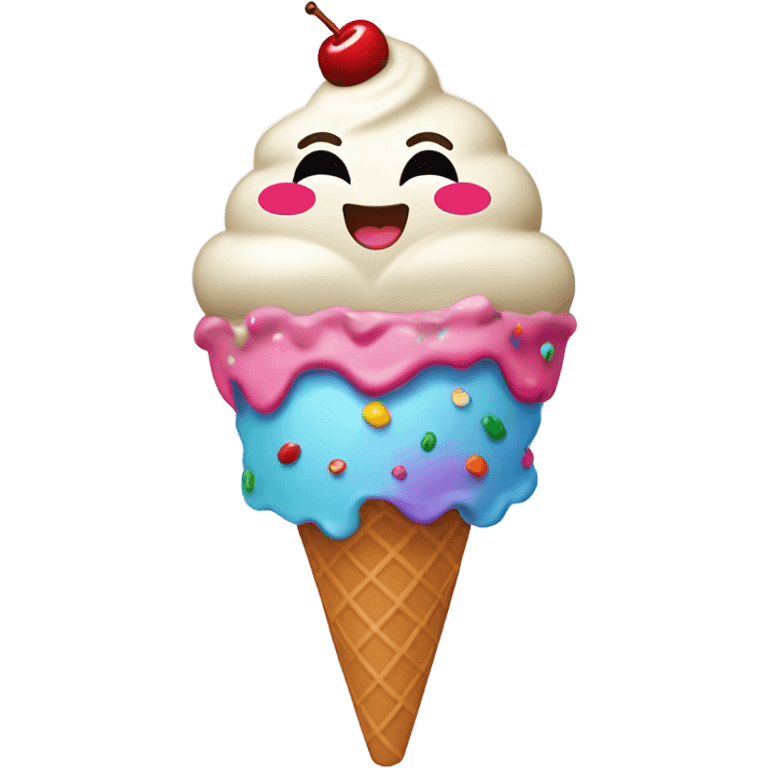 happy ice cream cone  emoji