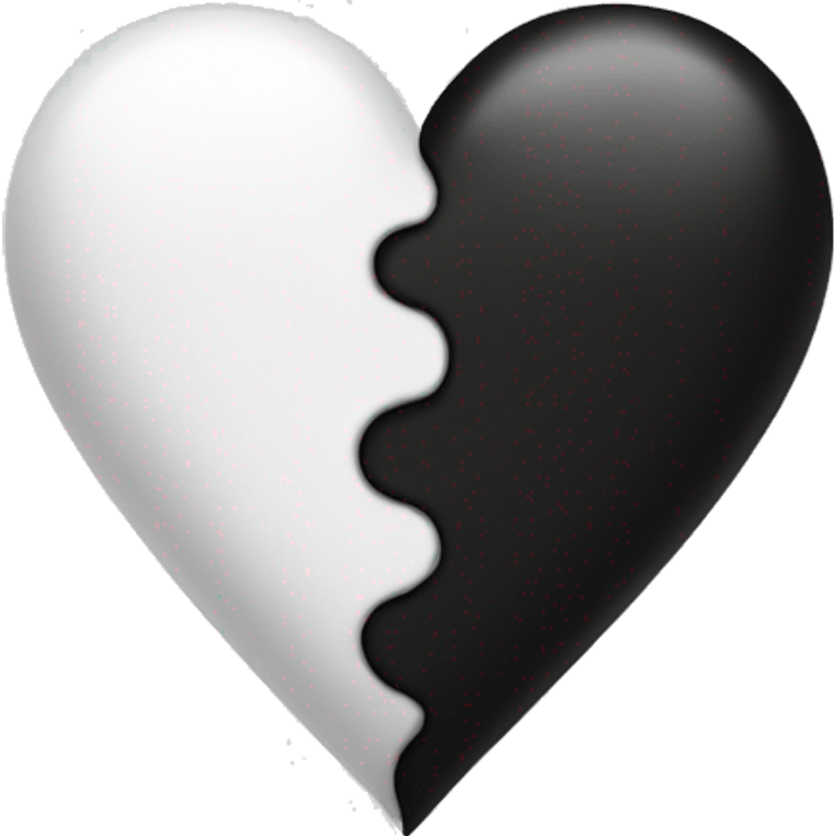 Half white half black heart emoji