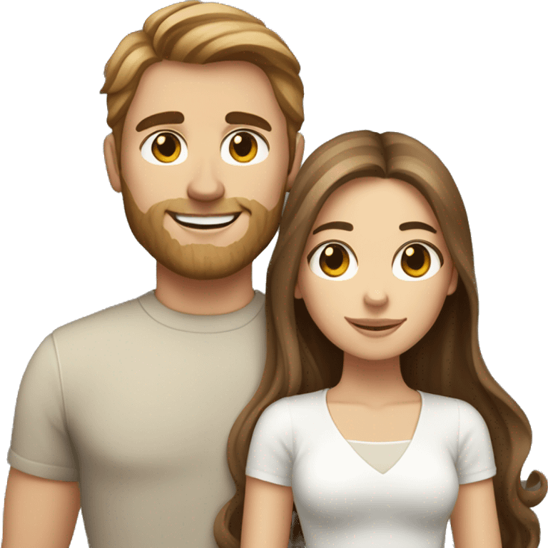 Long Brown hair girl and brown hair white man holding long hair tabby cat  emoji