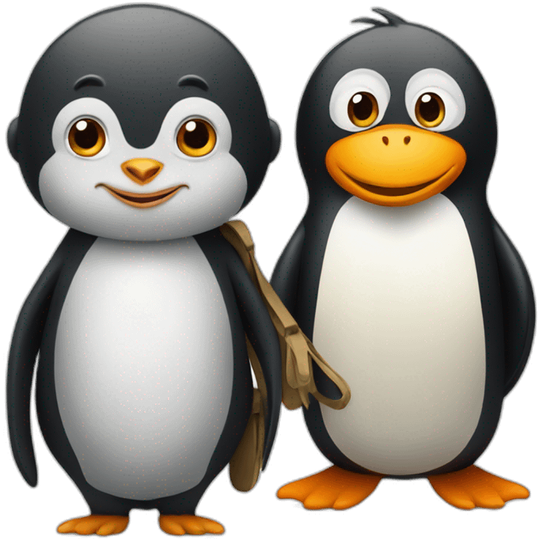 Penguin and monkey emoji