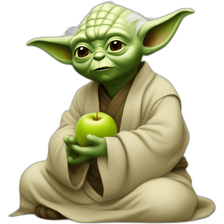 Yoda qui mange une pomme emoji