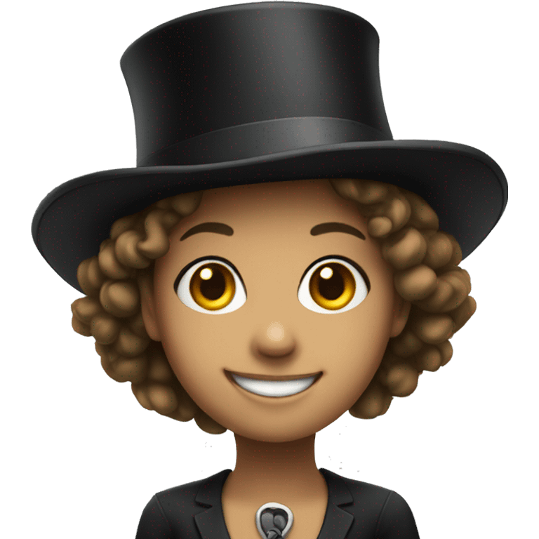 smiling girl in top hat emoji