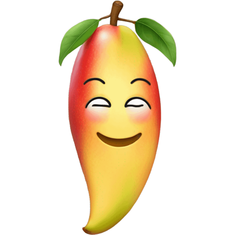 Apple Mango Emoji with closed eyes, nose, and close mouth emoji