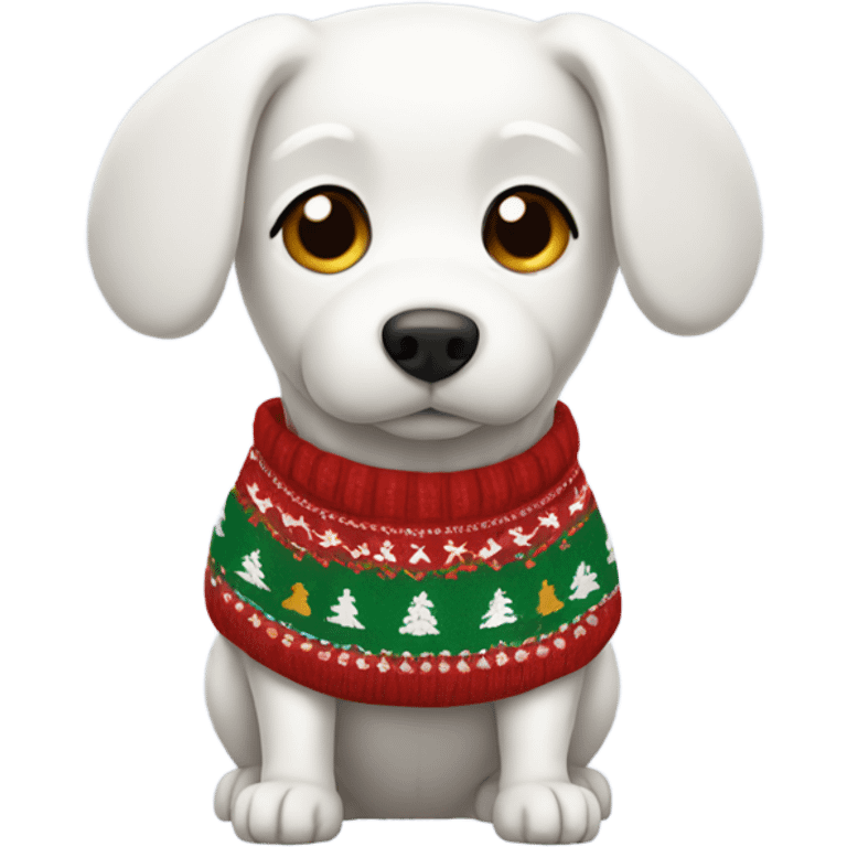 White Dog wearing Christmas sweater  emoji