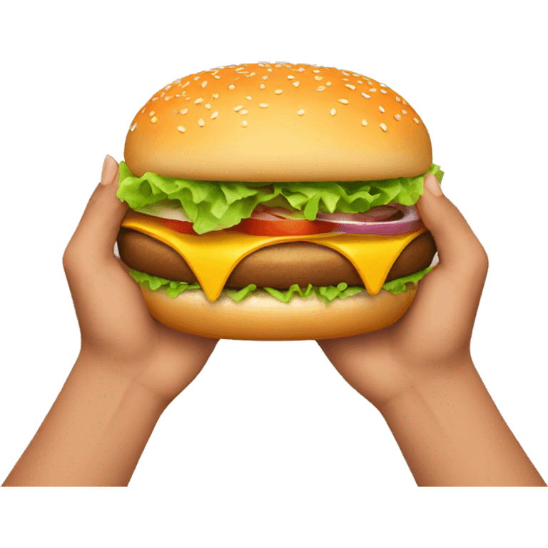 two hands holding burger emoji