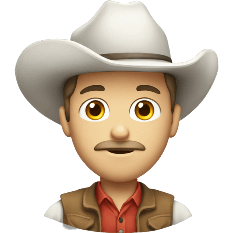 White skinned cowboy studying emoji