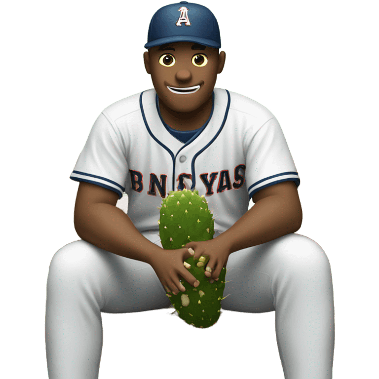 baseball player eating a cactus emoji