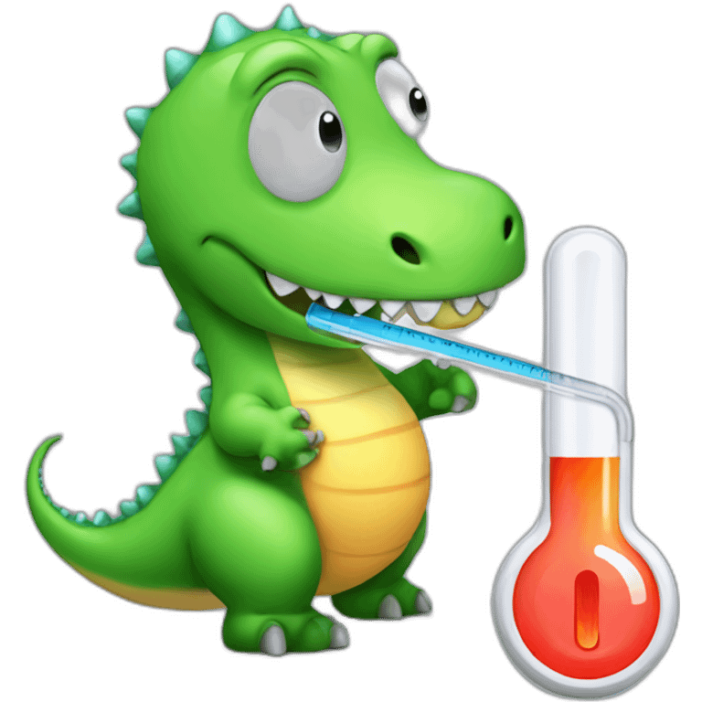 fever dinosaur with thermometer emoji