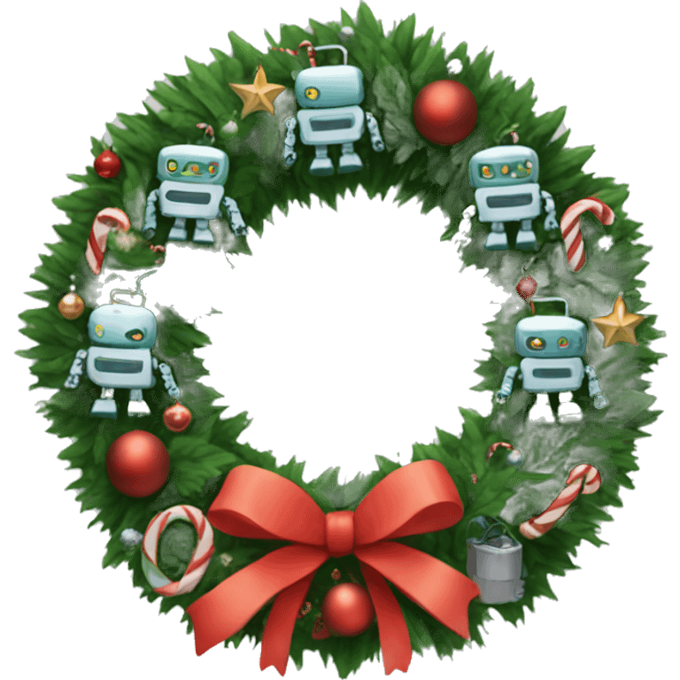 Christmas wreath with robots emoji