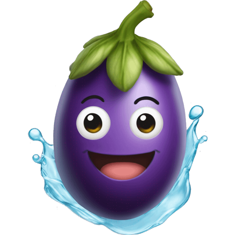 Egg plant with water emoji