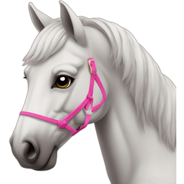 a concussed horse with bright pink lips emoji