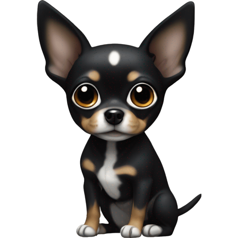 Black chihuaha with white spots on chest emoji